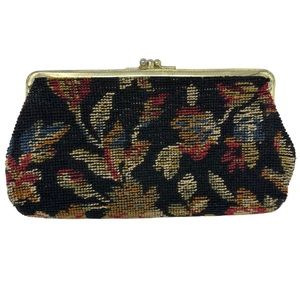 Vintage 50s 60s Tapestry Clutch Handbag Purse